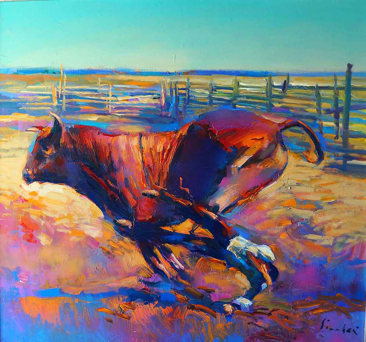 Nicola Simbari, BRAHMA BULL, original painting | Raresy art gallery