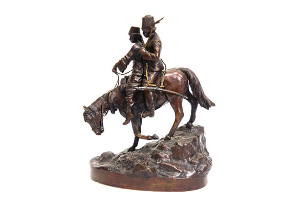 Bronze Cossack couple on horseback