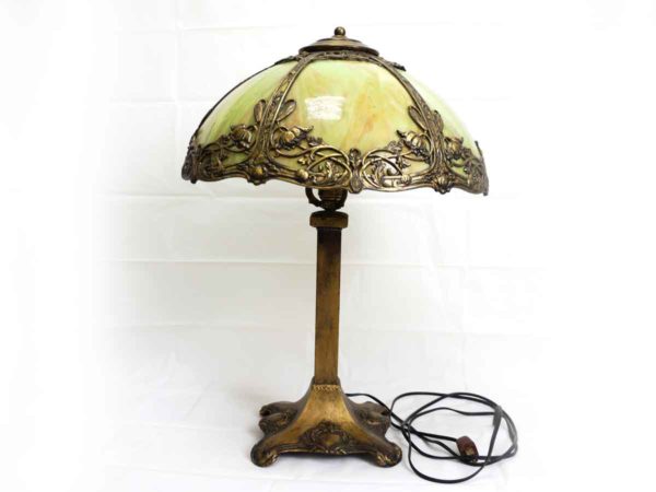 Antique Bronze Stained Glass Table Desk Lamp