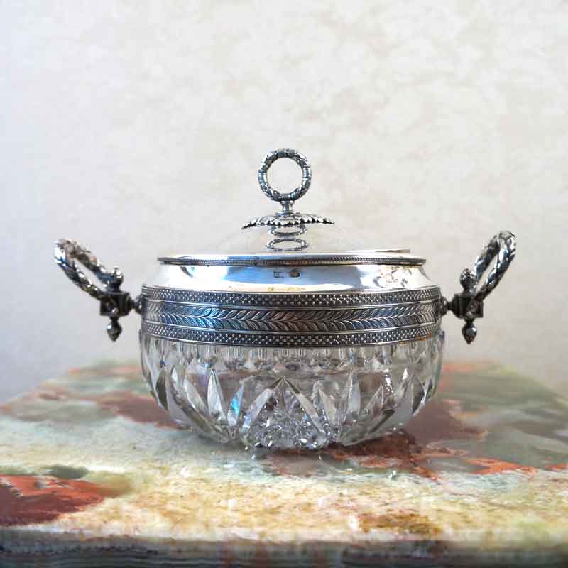 Vintage Russian Silver and Crystal cut Centerpiece