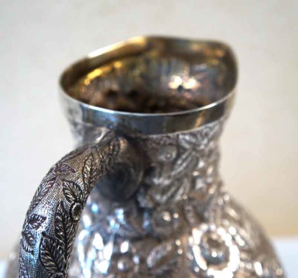 Kirk and Son Hand Decorated Sterling Silver Pitcher details
