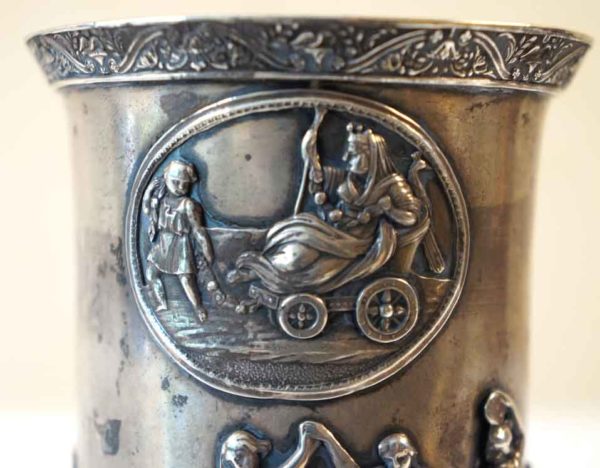 Antique Russian Silver Cup front