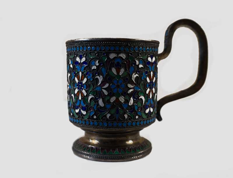 Antique Russian Silver Gilt and Enamel Cup