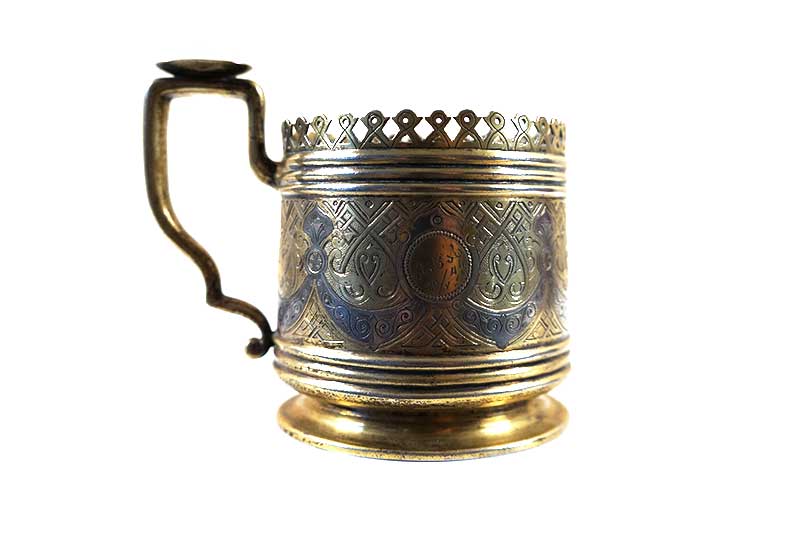 Russian Silver Gilt  Tea Glass Holder. Hlebnikov 1876