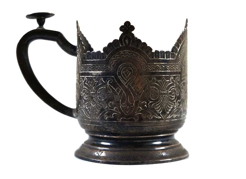 Russian Silver Tea Glass Holder by Hlebnikov family.